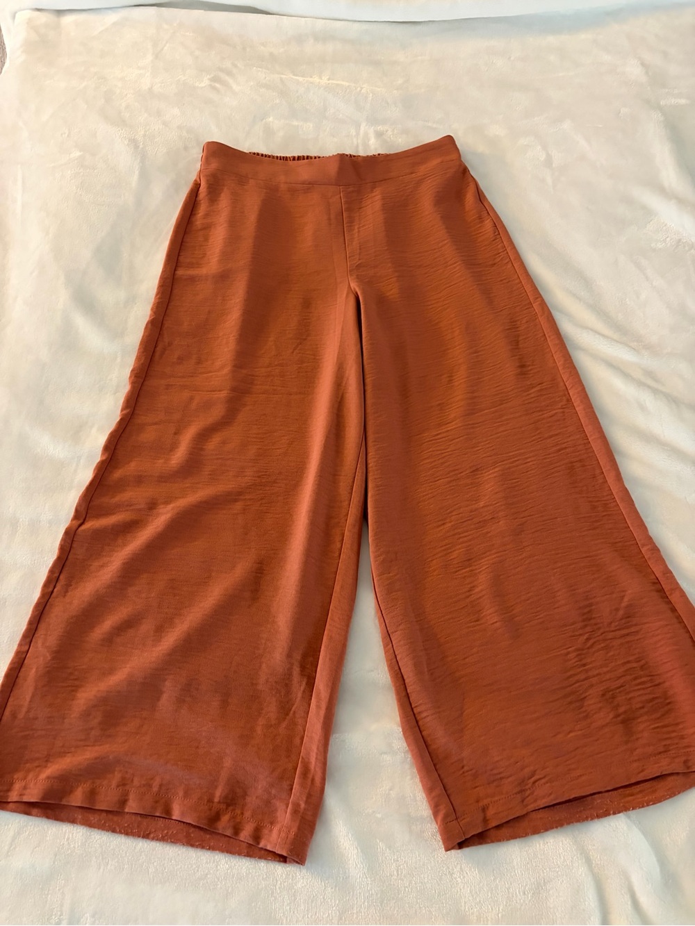 Adrianna Papell Wide-Leg Cropped Pants in Rust Orange